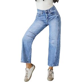 EIMMOL Straight Leg Jeans for Women Fall Fashion Cropped Mid-Rise Boyfriend Micro Stretchy Denim Ankle Pants in Kuwait