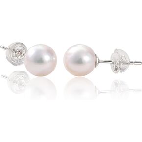Small Round White Pearl Earrings,Handpicked AAAA Freshwater Pearl 4~7mm,Sterling Silver Stud Hypoallergenic Earrings For Women,Perfect For Gift in Saudi Arabia