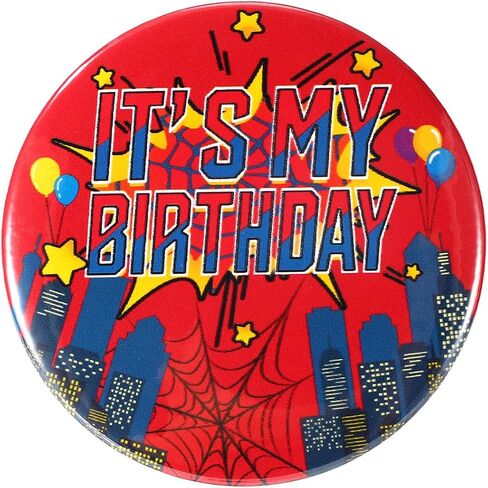 Happy Birthday Pin, 2.3in It’s My Birthday Pin Badge Buttons Spider Web Theme Outfit Accessories Party Decoration Supplies for Girls Boys Women Men in Saudi Arabia