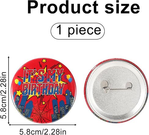 Happy Birthday Pin, 2.3in It’s My Birthday Pin Badge Buttons Spider Web Theme Outfit Accessories Party Decoration Supplies for Girls Boys Women Men in Saudi Arabia
