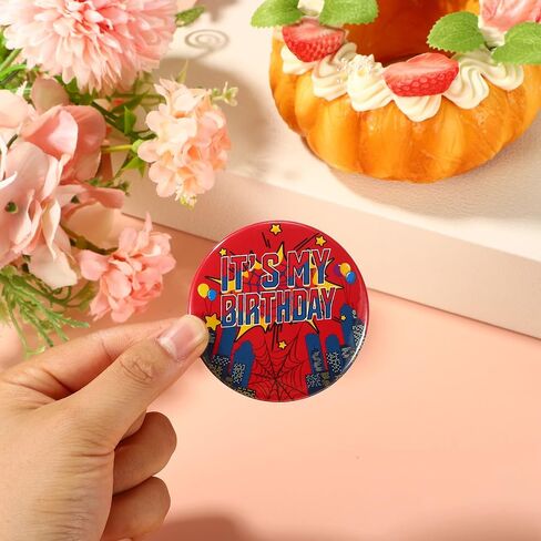 Happy Birthday Pin, 2.3in It’s My Birthday Pin Badge Buttons Spider Web Theme Outfit Accessories Party Decoration Supplies for Girls Boys Women Men in Saudi Arabia