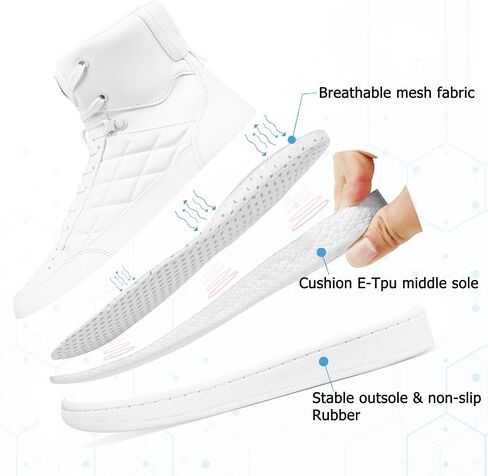 Soulsfeng Men's Women's High Top Sneakers Leather Ankle Boots Lace Up Walking Tennis Shoes in Saudi Arabia