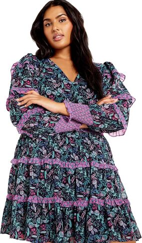 City Chic Plus Size Hollie Print MINI Dress in Peaceful Paisley in Saudi Arabia