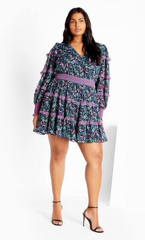 City Chic Plus Size Hollie Print MINI Dress in Peaceful Paisley in Saudi Arabia