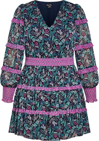 City Chic Plus Size Hollie Print MINI Dress in Peaceful Paisley in Saudi Arabia
