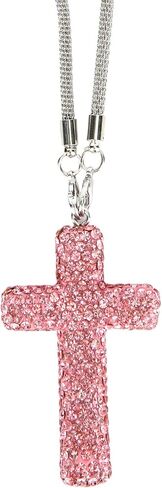 Cross Car Rearview Mirror Ornament, Shiny Rhinestones Cross Pendant Rearview Mirror Hanging Charms for Auto Interior Decor Christian Car Decoration Accessories (White) in Saudi Arabia