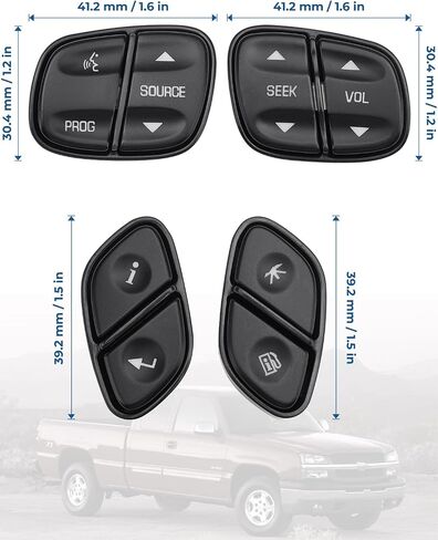 JOYTUTUS Steering Wheel Radio Control Switch Buttons fits Silverado Sierra 2003-2007, Trailblazer & Envoy 2004-2009, Tahoe & Yukon 2003-2006, Replaces OE# 21997738, 21997739, 1999442, 1999443 in Saudi Arabia