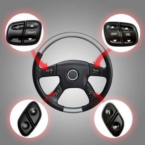 JOYTUTUS Steering Wheel Radio Control Switch Buttons fits Silverado Sierra 2003-2007, Trailblazer & Envoy 2004-2009, Tahoe & Yukon 2003-2006, Replaces OE# 21997738, 21997739, 1999442, 1999443 in Saudi Arabia