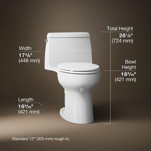 KOHLER 30812-0 Santa Rosa Continuousclean St One-Piece Compact Elongated 1.28 Gpf Toilet in Saudi Arabia