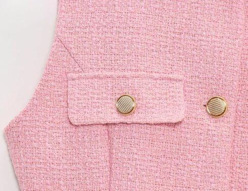 Perbai Womens Tweed Blazer Vest Crewneck Button Down Sleeveless Belted Plaid Work Office Tank Top with Pockets in Saudi Arabia