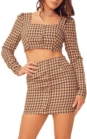 مجموعة تنورة توتال بيتي ذات نقش مربعات متطابقة in Kuwait