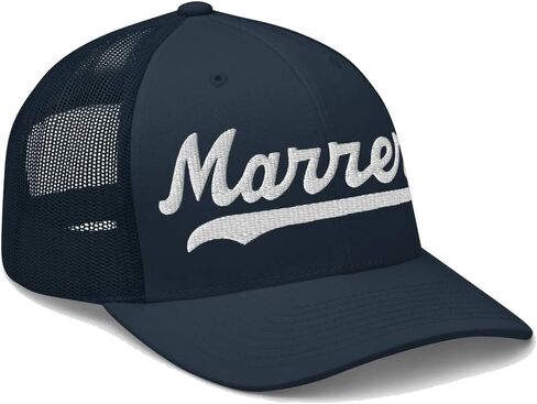Marrero Hat Marrero Trucker Hat Baseball Script Embroidered Cap Vintage Sports Mesh Swoosh Gift Souvenir Headwear LA in Saudi Arabia