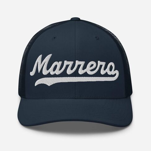 Marrero Hat Marrero Trucker Hat Baseball Script Embroidered Cap Vintage Sports Mesh Swoosh Gift Souvenir Headwear LA in Saudi Arabia