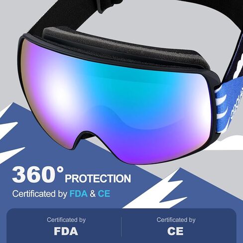 Odoland Kids Ski Goggles, Snowboard Goggles for Youth Skiing Age 8-16, Snow Goggles S2 Double Lens Anti-Fog UV400 Protection in Kuwait