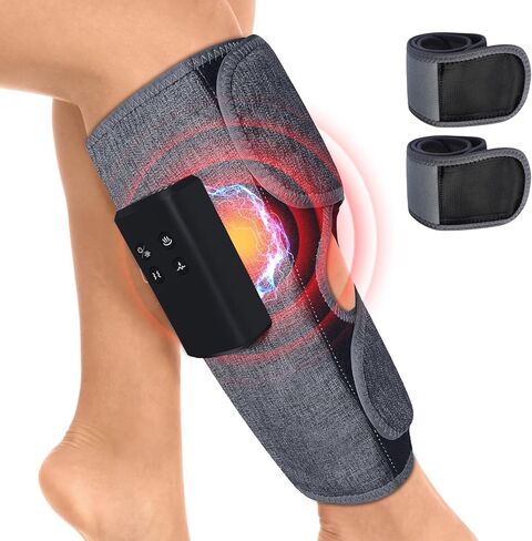 جهاز تدليك الساق بضغط الهواء للدورة الدموية وتخفيف الألم بالحرارة، جهاز تدليك للفخذ أو الساق يمكن ارتداؤه لاسلكيًا، 4 أوضاع و3 شدات للاسترخاء في صالة الألعاب الرياضية المنزلية والمكتب، هدية للرجال والنساء (زوج) in Kuwait