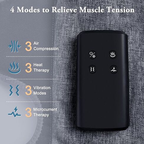 جهاز تدليك الساق بضغط الهواء للدورة الدموية وتخفيف الألم بالحرارة، جهاز تدليك للفخذ أو الساق يمكن ارتداؤه لاسلكيًا، 4 أوضاع و3 شدات للاسترخاء في صالة الألعاب الرياضية المنزلية والمكتب، هدية للرجال والنساء (زوج) in Kuwait