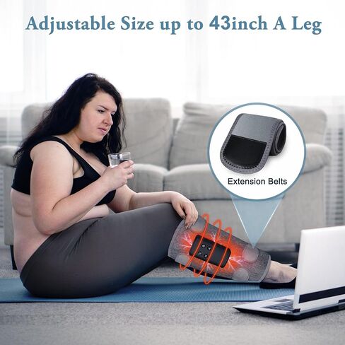 جهاز تدليك الساق بضغط الهواء للدورة الدموية وتخفيف الألم بالحرارة، جهاز تدليك للفخذ أو الساق يمكن ارتداؤه لاسلكيًا، 4 أوضاع و3 شدات للاسترخاء في صالة الألعاب الرياضية المنزلية والمكتب، هدية للرجال والنساء (زوج) in Kuwait