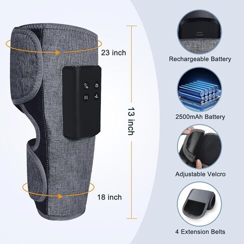 جهاز تدليك الساق بضغط الهواء للدورة الدموية وتخفيف الألم بالحرارة، جهاز تدليك للفخذ أو الساق يمكن ارتداؤه لاسلكيًا، 4 أوضاع و3 شدات للاسترخاء في صالة الألعاب الرياضية المنزلية والمكتب، هدية للرجال والنساء (زوج) in Kuwait