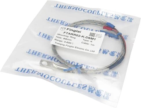 FTARR02 K E Type 1m Metal screening Cable 4mm 5mm 6mm Diameter Hole Ring Head thermocouple Temperature Sensor(E 6mm Hole) in Saudi Arabia
