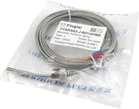 FTARS02 K J Type 5m high Density Metal screening Cable 12mm Hole Diameter Adjustable Bayonet Cap thermocouple Temperature Sensor(K 2x1x0.5mm Cable) in Saudi Arabia
