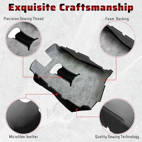 QianBao DIY Leather Center Console Cover Replacement for Chevrolet Silverado & GMC Sierra 1500 2500 3500 2014-2018, Original Fit Armrest Cover, Anti-Scratch Protection in Saudi Arabia