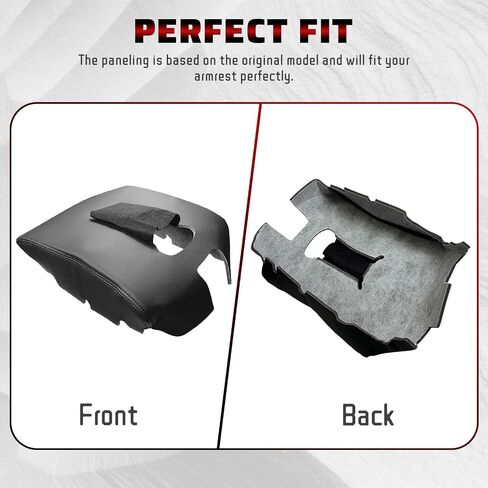 QianBao DIY Leather Center Console Cover Replacement for Chevrolet Silverado & GMC Sierra 1500 2500 3500 2014-2018, Original Fit Armrest Cover, Anti-Scratch Protection in Saudi Arabia