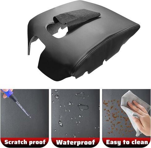 QianBao DIY Leather Center Console Cover Replacement for Chevrolet Silverado & GMC Sierra 1500 2500 3500 2014-2018, Original Fit Armrest Cover, Anti-Scratch Protection in Saudi Arabia