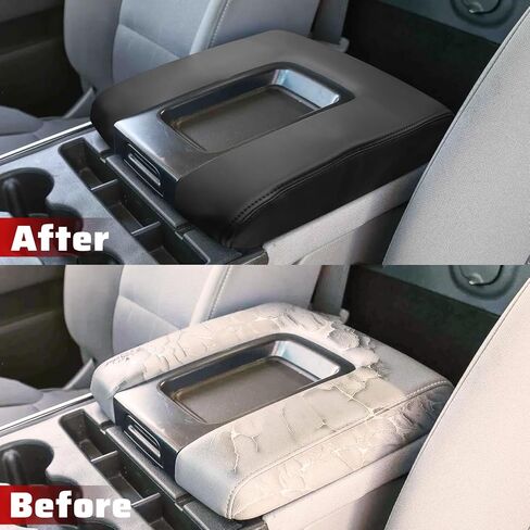QianBao DIY Leather Center Console Cover Replacement for Chevrolet Silverado & GMC Sierra 1500 2500 3500 2014-2018, Original Fit Armrest Cover, Anti-Scratch Protection in Saudi Arabia