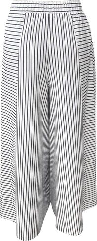 Women's Casual Wide Leg Pants High Waist Button Elastic Trousers with Pockets in Saudi Arabia