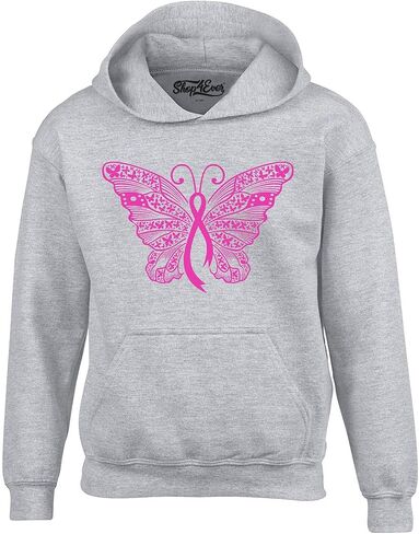 shop4ever Pink Ribbon Butterfly Breast Cancer Awareness Hoodie Sweatshirts in Saudi Arabia