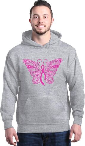 shop4ever Pink Ribbon Butterfly Breast Cancer Awareness Hoodie Sweatshirts in Saudi Arabia