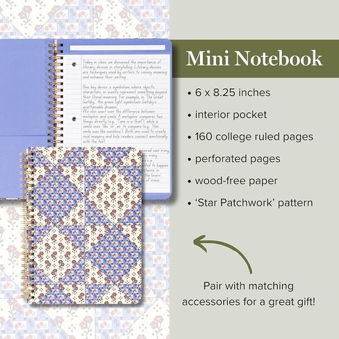 دفتر ملاحظات صغير حلزوني من فيرا برادلي، مقاس 8.25 بوصة × 6.25 بوصة مع جيب و160 صفحة مسطرة، ديزي فيلدز ساطعة in Kuwait