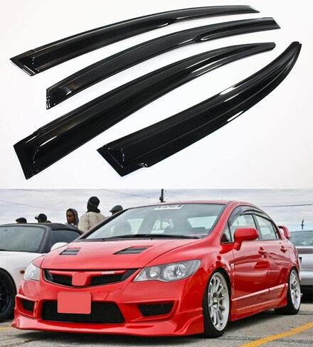 حاجب نافذة الدخان المطر/ظل الشمس مع شريط متوافق مع 2006-2011 8TH Gen 4 Door Civic Sedan in Kuwait