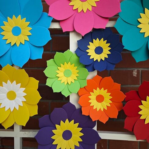 Paper Flower for Wall Set of 9 (Rose Pink/Yellow/Teal) in Kuwait