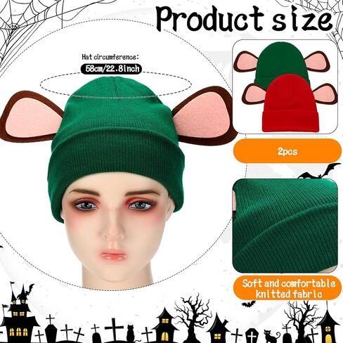 6 Pcs Halloween Mice Costume Accessories Couple Costume Set Ears Knit Mouse Hats Red Sponge Ball Noses and Artificial Mouse Tail for Adult Halloween Rat Princess Cosplay Party Supplies in Saudi Arabia