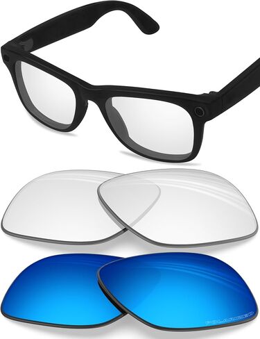 عدسات BLAZERBUCK بديلة مستقطبة مضادة للملح لـ RayBan Meta Wayfarer RW4006 مقاس 50 مم - أزرق ثلجي وواضح in Saudi Arabia