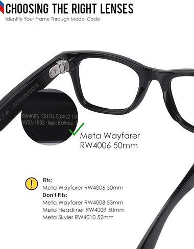 عدسات BLAZERBUCK بديلة مستقطبة مضادة للملح لـ RayBan Meta Wayfarer RW4006 مقاس 50 مم - أزرق ثلجي وواضح in Saudi Arabia