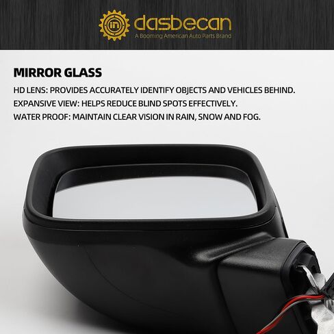 Dasbecan Passenger Side Door Mirror Compatible with 2015-2023 Jeep Renegade Heated Manual Fold Power Glass Temperature Sensor Right Mirror Replaces# 5VY85LXHAA (5+2Pins） in Saudi Arabia