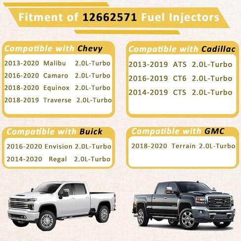 12662571 حاقن الوقود GDI 2.0L، متوافق مع/تشيفي 2.0 ماليبو إكوينوكس كامارو ترافيرس 2013-2020، متوافق مع/كاديلاك CT6 ATS CTS 2014-2019 |6 فتحات| |مجموعة من 4| in Saudi Arabia