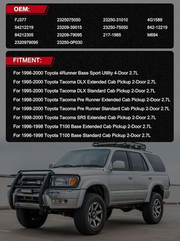 FJ377 حاقن الوقود 4 قطعة 2.7L فقط لتويوتا 4 عداء 1996 1997 1998 1999 2000 2.7L ، تاكوما 1995 1996 1997 1998 1999 2000 ، T100 1996 1997 1998,23209-79095 23250-75050 in Saudi Arabia