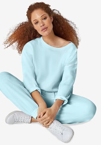 ellos Plus Size Boxy Fleece Sweatshirt in Saudi Arabia