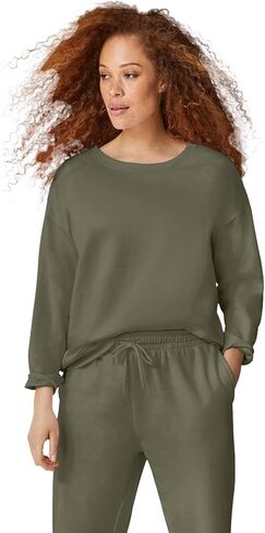 ellos Plus Size Boxy Fleece Sweatshirt in Saudi Arabia