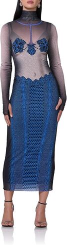 AFRM Womens Shailene Turtleneck Long Sleeve Mesh Bodycon Midi Dress in Saudi Arabia