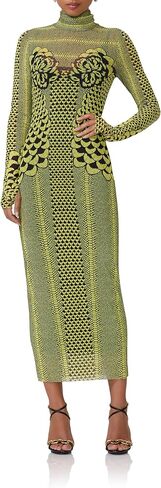 AFRM Womens Shailene Turtleneck Long Sleeve Mesh Bodycon Midi Dress in Saudi Arabia