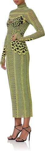 AFRM Womens Shailene Turtleneck Long Sleeve Mesh Bodycon Midi Dress in Saudi Arabia
