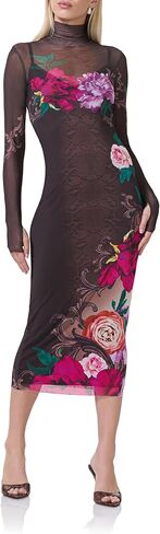 AFRM Womens Shailene Turtleneck Long Sleeve Mesh Bodycon Midi Dress in Saudi Arabia