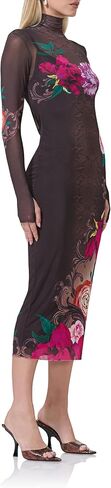 AFRM Womens Shailene Turtleneck Long Sleeve Mesh Bodycon Midi Dress in Saudi Arabia