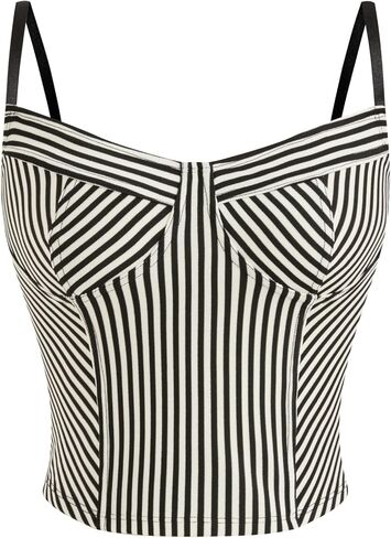 CIDER Y2K Striped Crop Top Sleeveless Camisole Going Out V Neck Slim Fit Woven Tank Top Daily Casual in Saudi Arabia