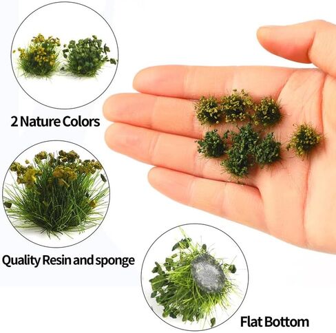 56pcs Miniature Green Bushy Tufts Lowland Shrubs Tuft Terrain Model Static Scenery for DIY Craft Train Landscape Railroad Scenery Sand Military Layout Model War Gaming Terrain in Saudi Arabia