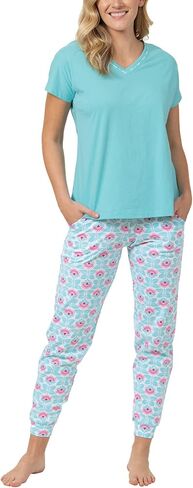 PajamaGram Jogger Pajama Set for Women Summer Cotton Pajamas for Women Cotton Pajamas Ladies Short Sleeve Jogger Set in Saudi Arabia